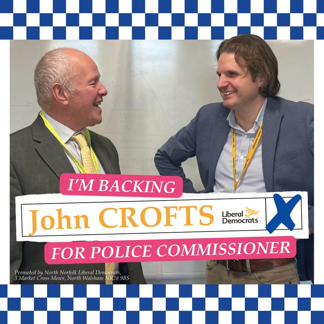 People in Norfolk have some great lib dem candidates to choose from today- whether that's in local elections in Norwich, the by-election in Hermitage, or my colleague John Crofts for Police and Crime Commissioner. Make it count -use your vote! 🗳️🚓🔶