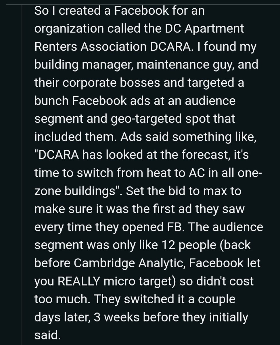 All hail this DC guy on Reddit who says he used FB ads to convince his apt building owner to turn off the boilers early
