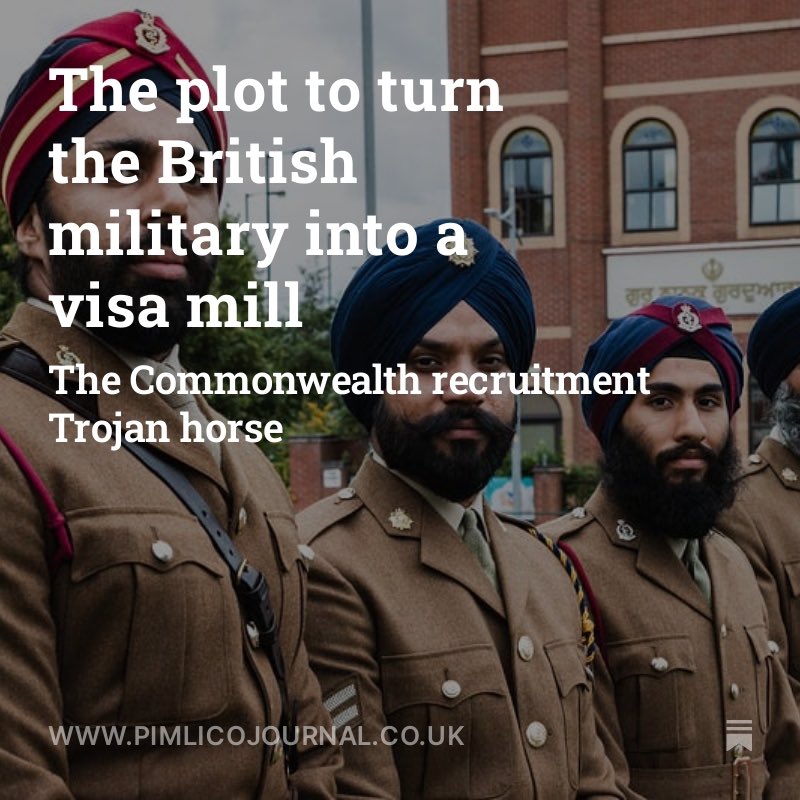 NEW: ‘This February, I saw something that chilled me to the bone. It was an article in The Telegraph that seemed to criticise the current 1350-person cap on Commonwealth personnel serving in the British military…’ Read more for free: pimlicojournal.co.uk/p/the-plot-to-…