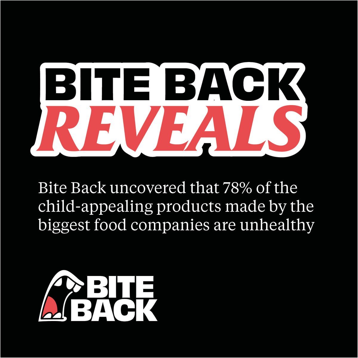 New research from @BiteBack2030 reveals 78% products of products that appeal to children - think cuddly mascots, cartoon characters, bright bubble letters - made by the biggest global food companies are unhealthy. 

Sign the open letter: bb2030.co/5pVL #FuelUsDontFoolUs