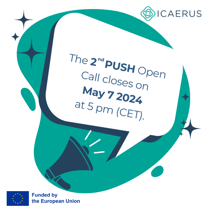 The 2nd PUSH Open Call closes on 📍May 7, 2024 at 5 pm (CET). 
Don't miss this exciting funding 

Learn more about the PUSH Open Call 👉 rb.gy/tjpb49 

#fundingopportunities #HorizonEurope #ResearchImpactEU #opencall