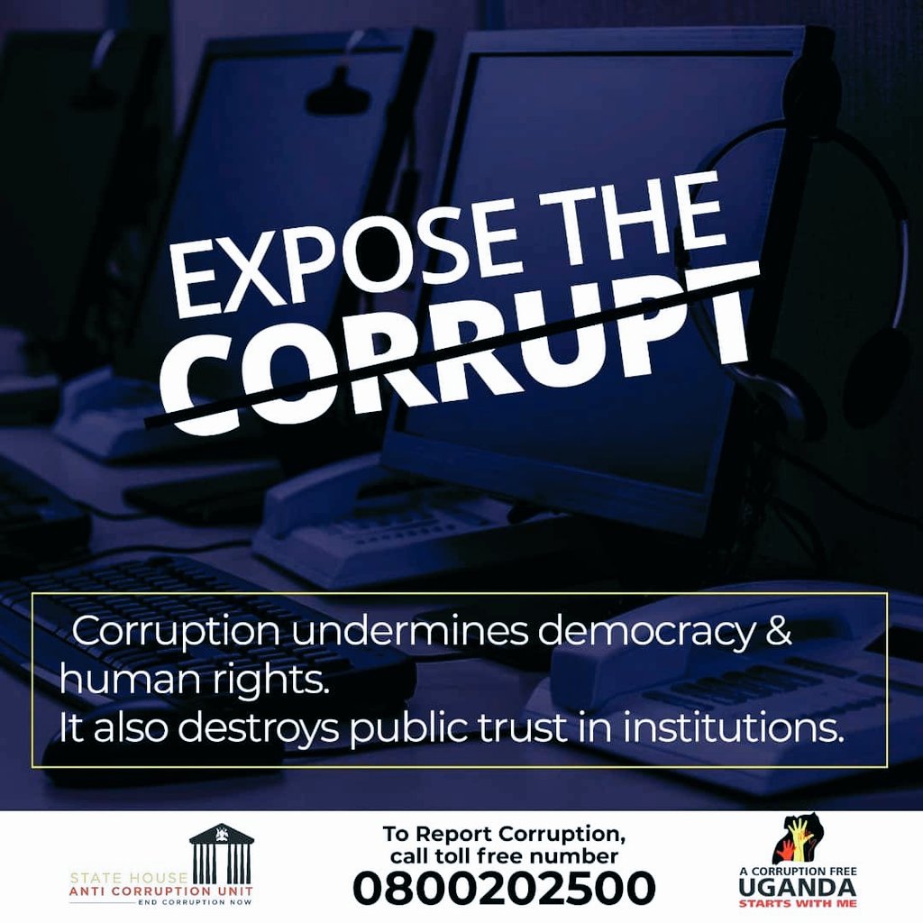 It is the responsibility of every Ugandan to #ExposeTheCorrupt. Remember, a corruption-free Uganda will have better infrastructure and better public services. Defeating corruption begins with you and I. #CorruptionIsWinnable