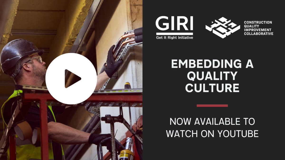 If you missed Monday's webinar on how to embed a quality culture in construction organisations, the recording is now available to view on the GIRI Youtube channel.

WATCH: bit.ly/4dknABv

#construction #qualityculture

@CQICScotland