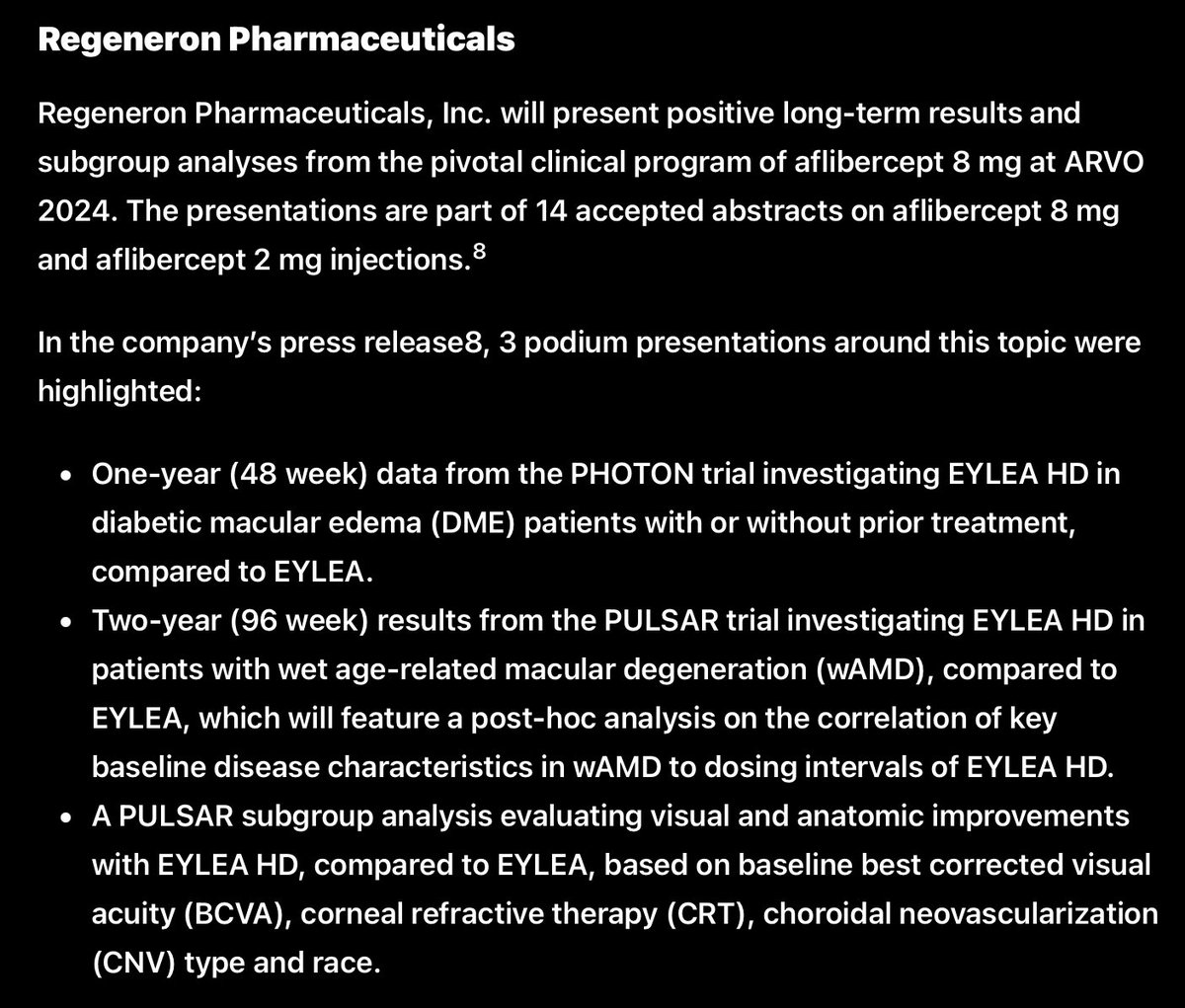 Here’s the joke for today! 

Major disruptive curative multi-agnostic eye gene therapy that’s going to cause a major impact to the gravy train business model for this company/ies! drugs.com/history/eylea-…

ophthalmologytimes.com/view/companies…

globenewswire.com/news-release/2…

$OCGN #OCU400 #OCU410ST