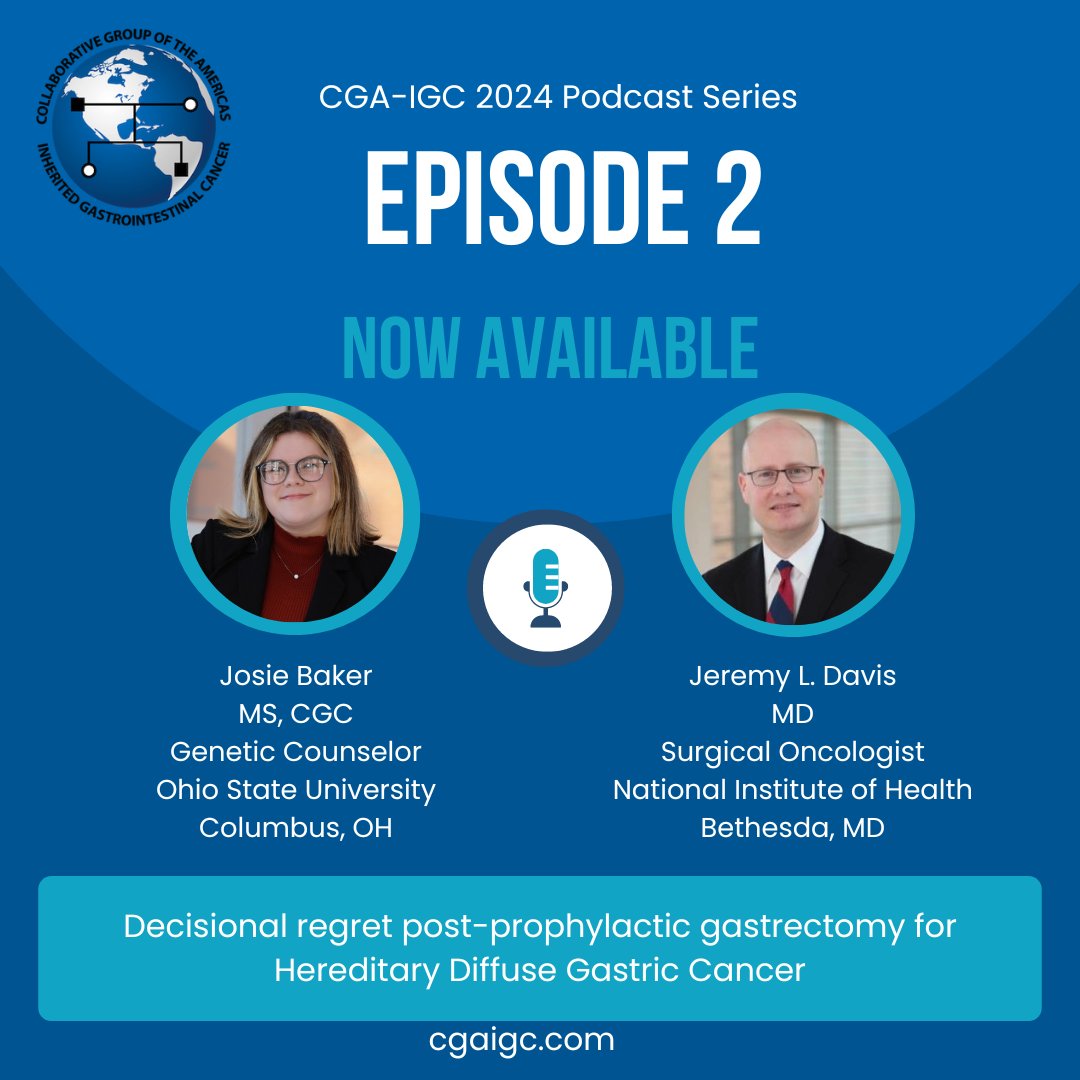 📢It's #PatientExperienceWeek ‼️ 👂to Podcast 2⃣ 'Decisional regret post-prophylactic #gastrectomy for #Hereditary Diffuse #GastricCancer,' feat. @JeremyLDavisMD & @josiebakerGC 🎙️👉tinyurl.com/yckn2be7 👀the📜by our Comms Cttee member @nbartellmd 👉tinyurl.com/2xx5vsv2