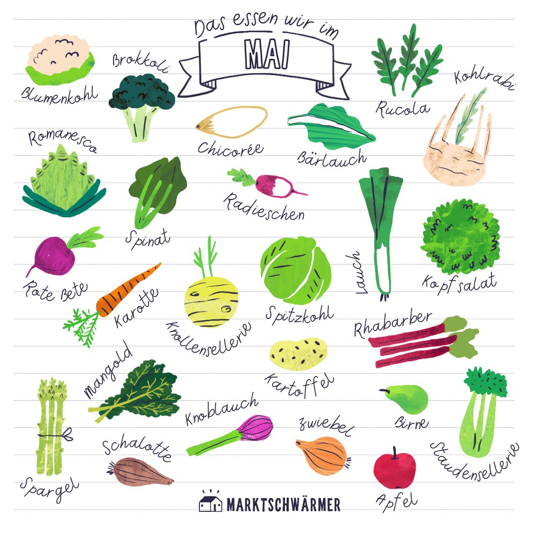 Spargel, Rhabarber und Radieschen – im Mai wird das Angebot von regionalem Gemüse immer größer und vielfältiger.🤩Von würzigem Rucola über saftigen Kopfsalat bis hin zu gesundem Spinat – Freue dich diesen Monat über eine große Salatauswahl direkt vom Feld.🥬🥗