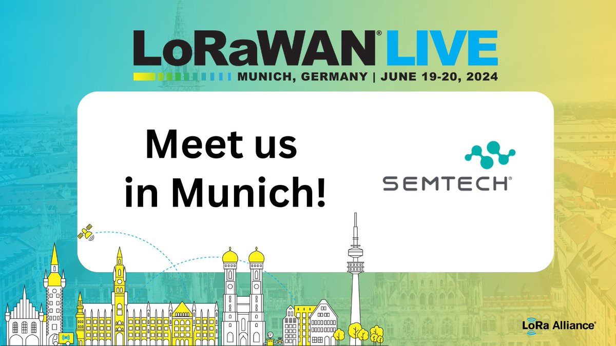 Thank you @SemtechCorp for being a Silver Sponsor of #LoRaWANLlive in Munich, Germany this June 19th-20th! You will find Semtech on the mainstage & be sure to visit them in the Marketplace to explore their latest #LoRaWAN innovations. Register today! hubs.li/Q02vRBz10