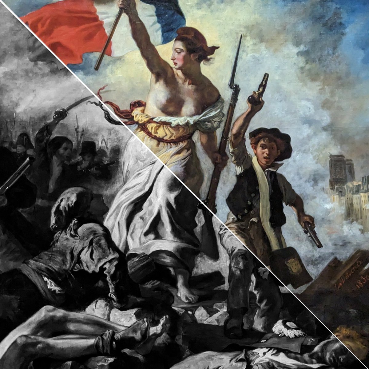 Retrouver La Liberté guidant le peuple d'Eugène Delacroix @MuseeLouvre
La trouver plus gracieuse, plus délicate et plus fragile aussi. 🤩