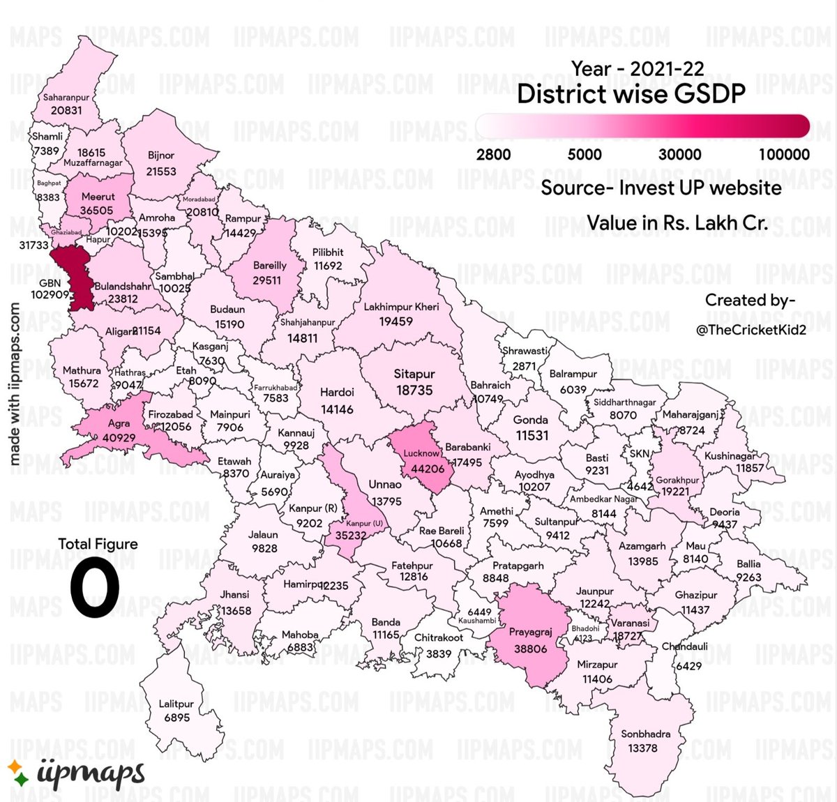 District wise GSDP of UP. I will update the map as soon as new data is available.

1.GBN(Noida)
2.Lucknow
3.Agra
4.Prayagraj

@theupindex @indiainpixels @gemsofbabus_