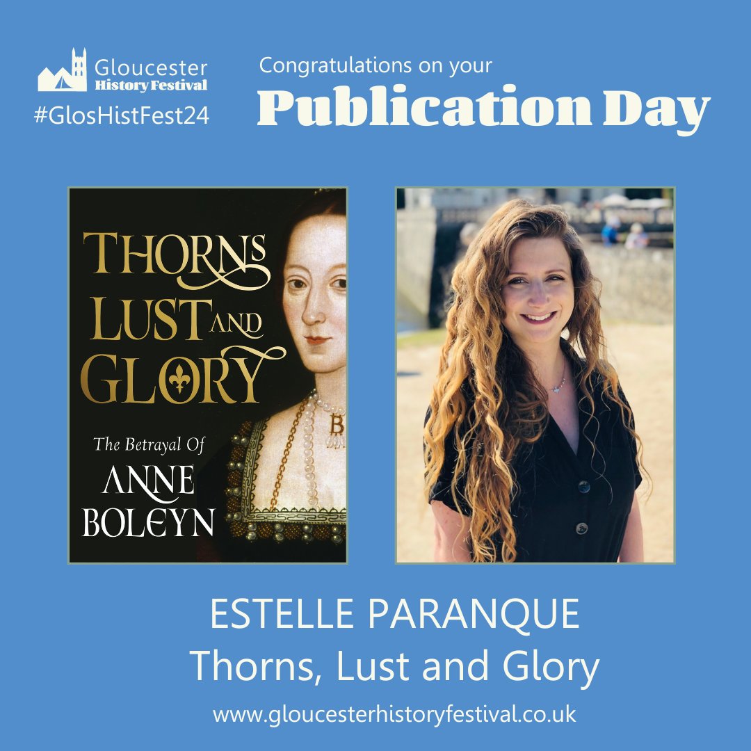 Congratulations to @DrEstellePrnq on her publication day for Thorns, Lust and Glory. We enjoyed welcoming her to the #GlosHistFest24 Spring Weekend and her insightful talk with @DrJaninaRamirez and @StephenMcGann where they discussed medieval to modern women. @EburyPublishing