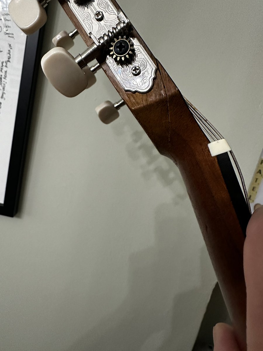 My son’s guitar had a run in with the robot vacuum yesterday, resulting in a snapped headstock. Glue, clamps and a little prayer later, it feels alright to me (but I’m no guitar player). Today was guitar lesson day so hopefully its stayed together 🤞🏽