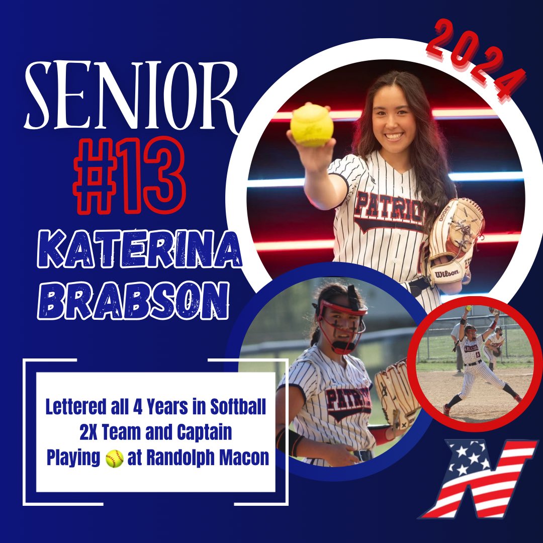 Senior Spotlight ….Kat Brabson, #13 @BrabsonKat Thank you for your commitment to Northern Softball 🥎! Your leadership and tenacity will be missed but even more we will miss you. Wishing you the best as you continue your softball journey @RMC_Softball #class2024