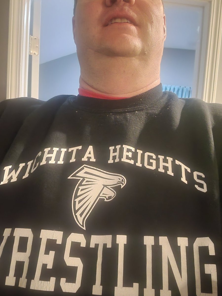 Day 2 of #WrestlingShirtADayinMay a little chilly so went with the crew neck this morning.