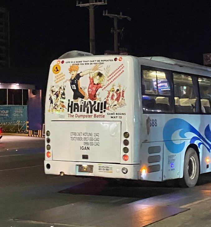 Haikyuu: The Dumpster Battle Movie Ad on a bus in the Philippines! 🥹🏐