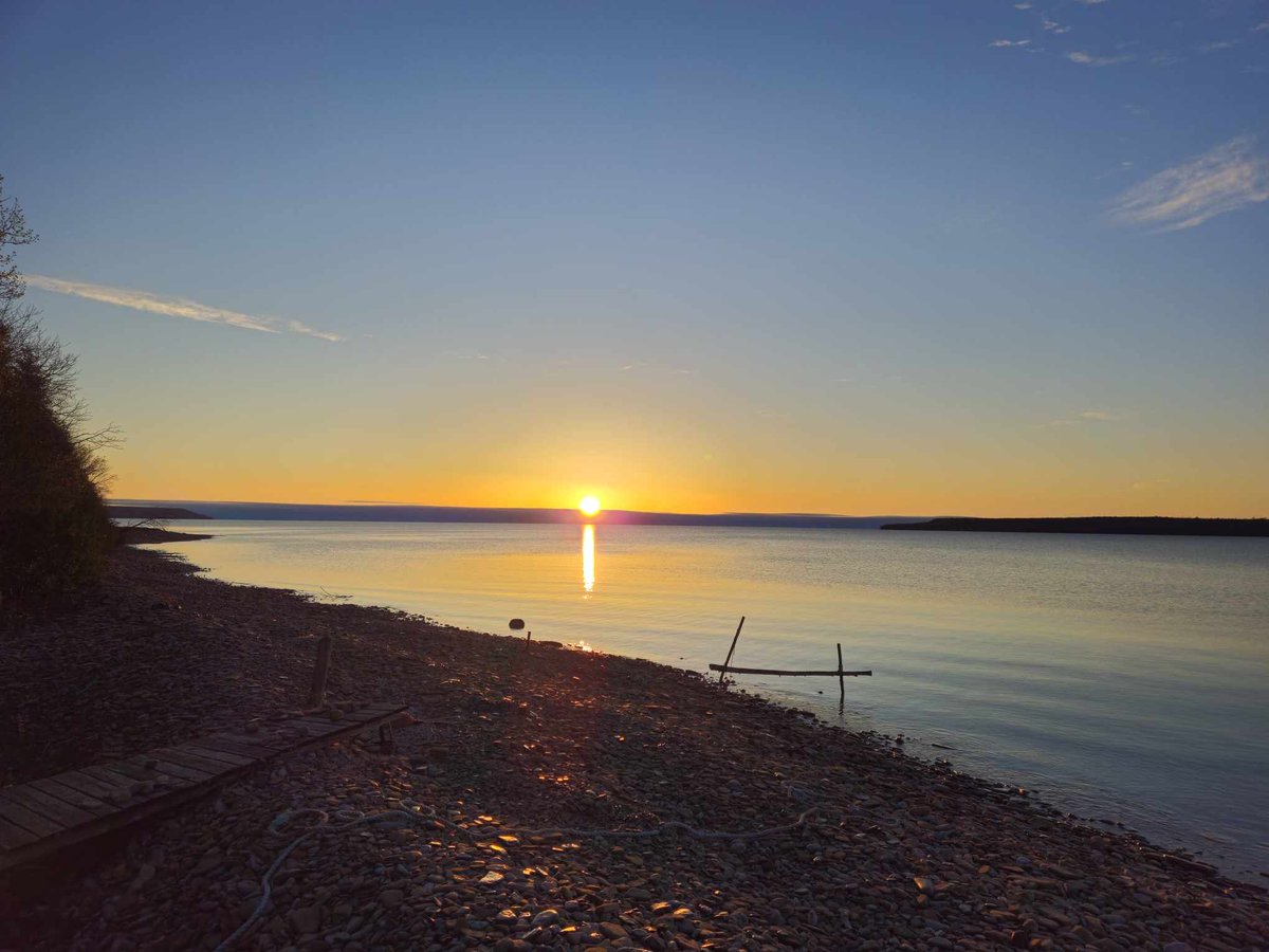 Good morning. Soon the canoes will be on the water again. That was what I thought of when I saw the pictures Andrew shared with us.  I hope your week is going calmly.  #goodmorning #sunrise #Thursday #May #spring #paddling #canoe #georgianbay