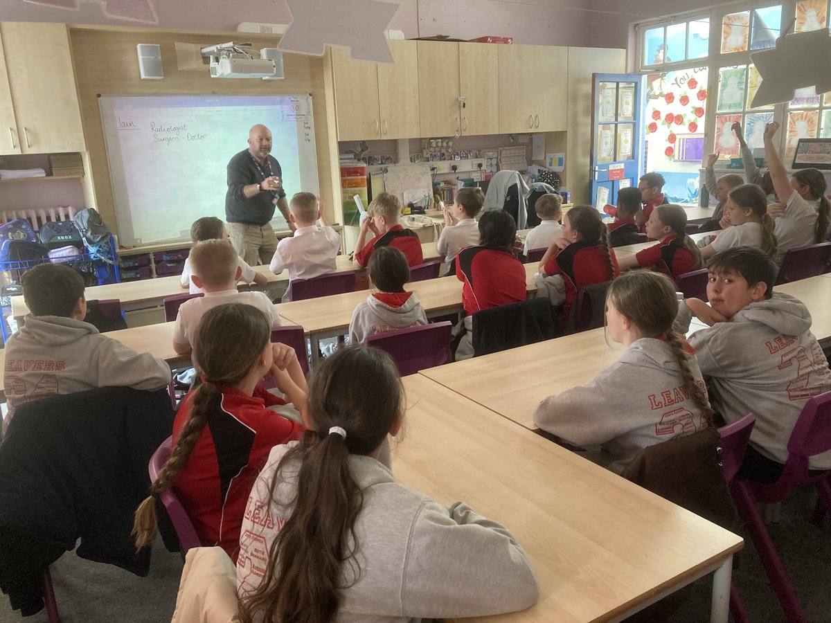 A really fun session at @StLukesSkerton, delivering the Holistic Person Journey Workshop. Sharing with their brilliant Year 6 class all the opportunities within Health & Social Care and with @UHMBT. Lots of new job roles shared and hopefully some fun and engaging learning too😀🏥