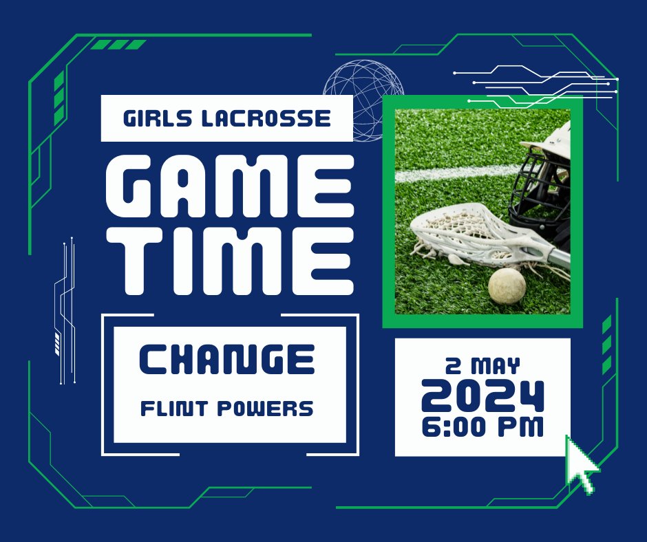 IMPORTANT ANNOUNCEMENT: 
Game Time change for Girls Varsity LAX vs Flint Powers Catholic. 
Game time is now 6:00 PM, that is 6 PM tonight, May 2nd, 2024.
#GoHawks #TimeChange #GirlsLAX