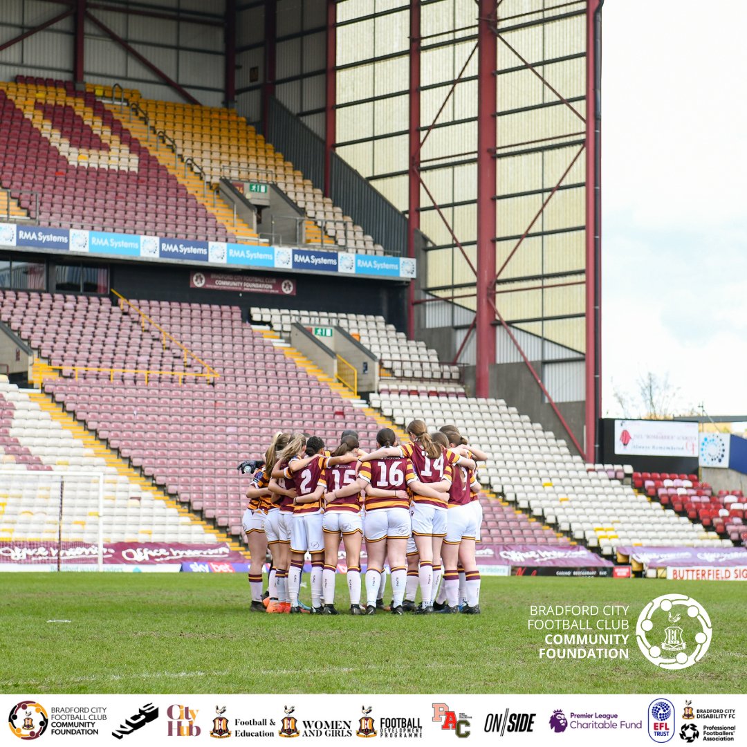 🏟️| #DayOnThePitch Snaps from our @bcafc_fep teams' Day on the Pitch at the legendary home of @officialbantams, the @UniofBradford Stadium! 📸 by Liam Ford 👋 #BCAFC | #CommunityFoundation