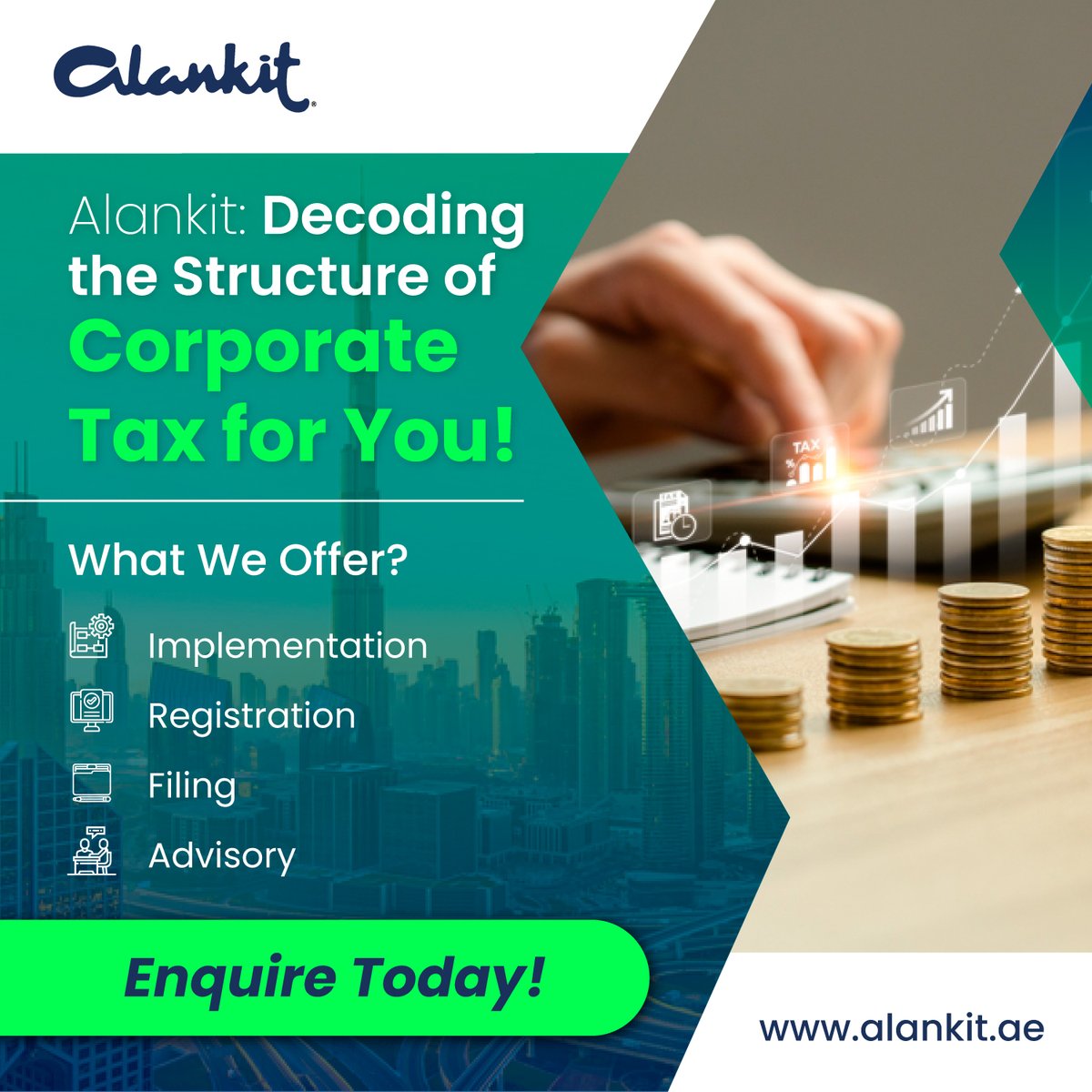 Stay ahead of the curve with our tailored support for the Corporate Tax regime in the UAE. Compliance made simple!

Call us at +971 42770936 
Website - alankit.ae

#corporatetax #taxconsultantsinUAE #taxagent #financeadvisor #incometaxfiling #efiling #directtax