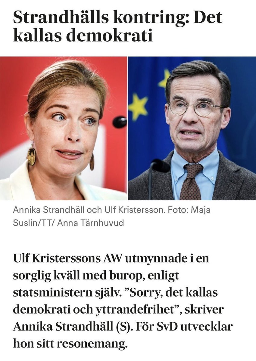 När statsministerns AW saboterades i vintras, så ursäktade S-toppen Annika Strandhäll det med ”Sorry, det kallas demokrati och yttrandefrihet”.

Nazister är vidriga, men då borde rimligtvis samma sak och ursäkt gälla även deras beteende.

Eller passar det inte S-agendan? #svpol