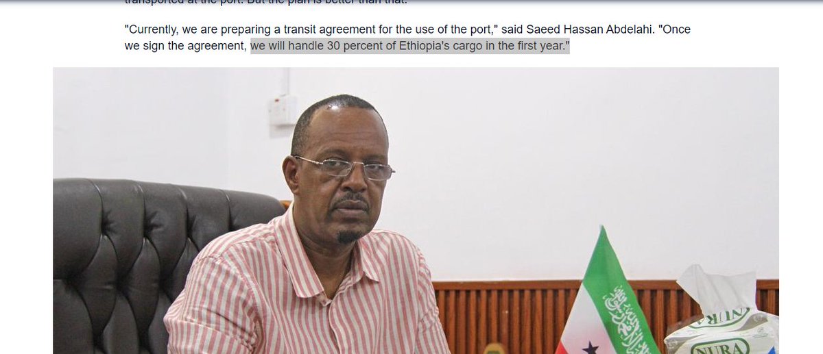 Breaking 🚨🚨🚨

After signing the MoU, Somaliland officials say Berbera will handle 30% of Ethiopia's cargo

That will be 30% off Djibouti's debt payments to China 

Do you fully understand the memorandum of understanding?

dw.com/am/%E1%88%B6%E…