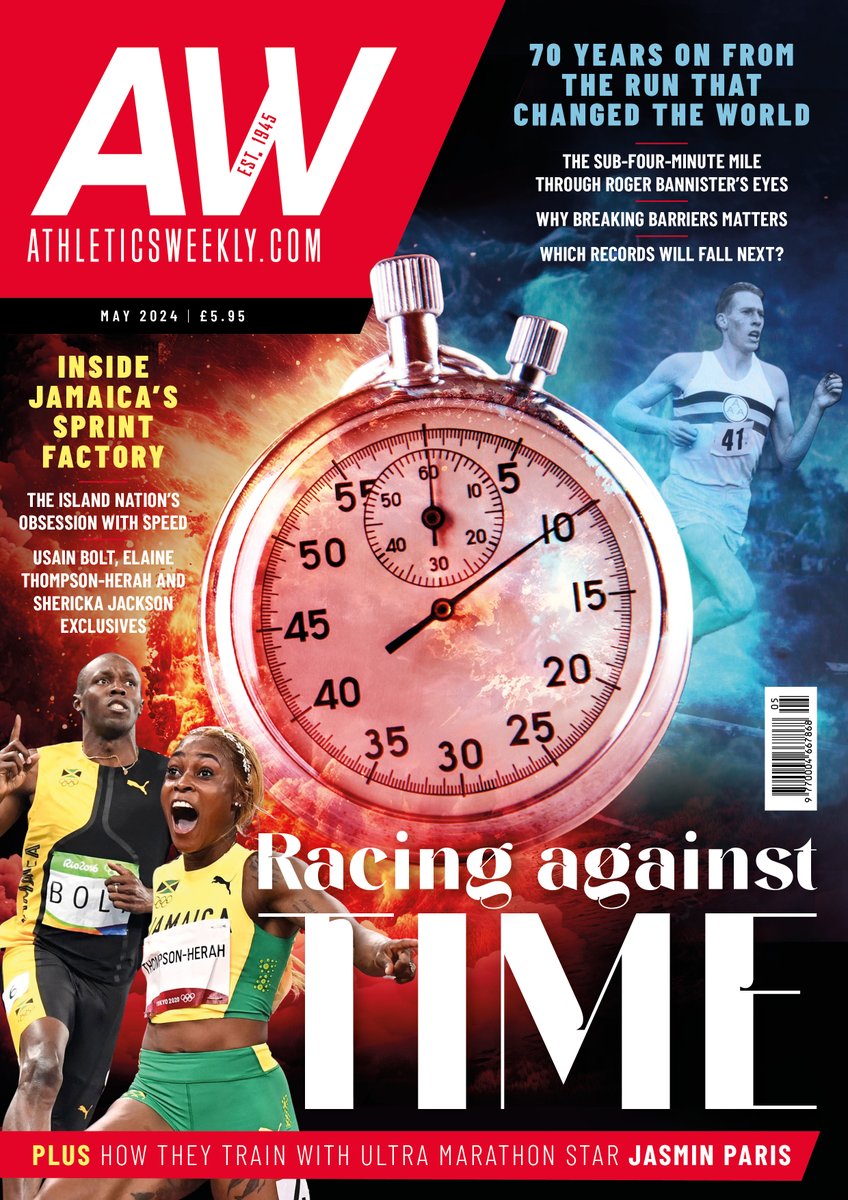 Introducing our May front cover 🥁 With a theme of 'racing against time', we focus on breaking barriers and their impact in the sport 🔥 🇬🇧 Marking the 70th anniversary of Roger Bannister's sub-four-minute-mile and its legacy 🇯🇲 Inside Jamaica's sprint factory – we go behind…