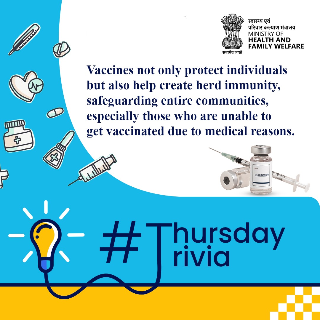 Vaccines build a shield of immunity, safeguarding entire communities. Let's ensure all eligible children receive MR vaccine. 
.
.
#MRVaccine #ThursdayTrivia