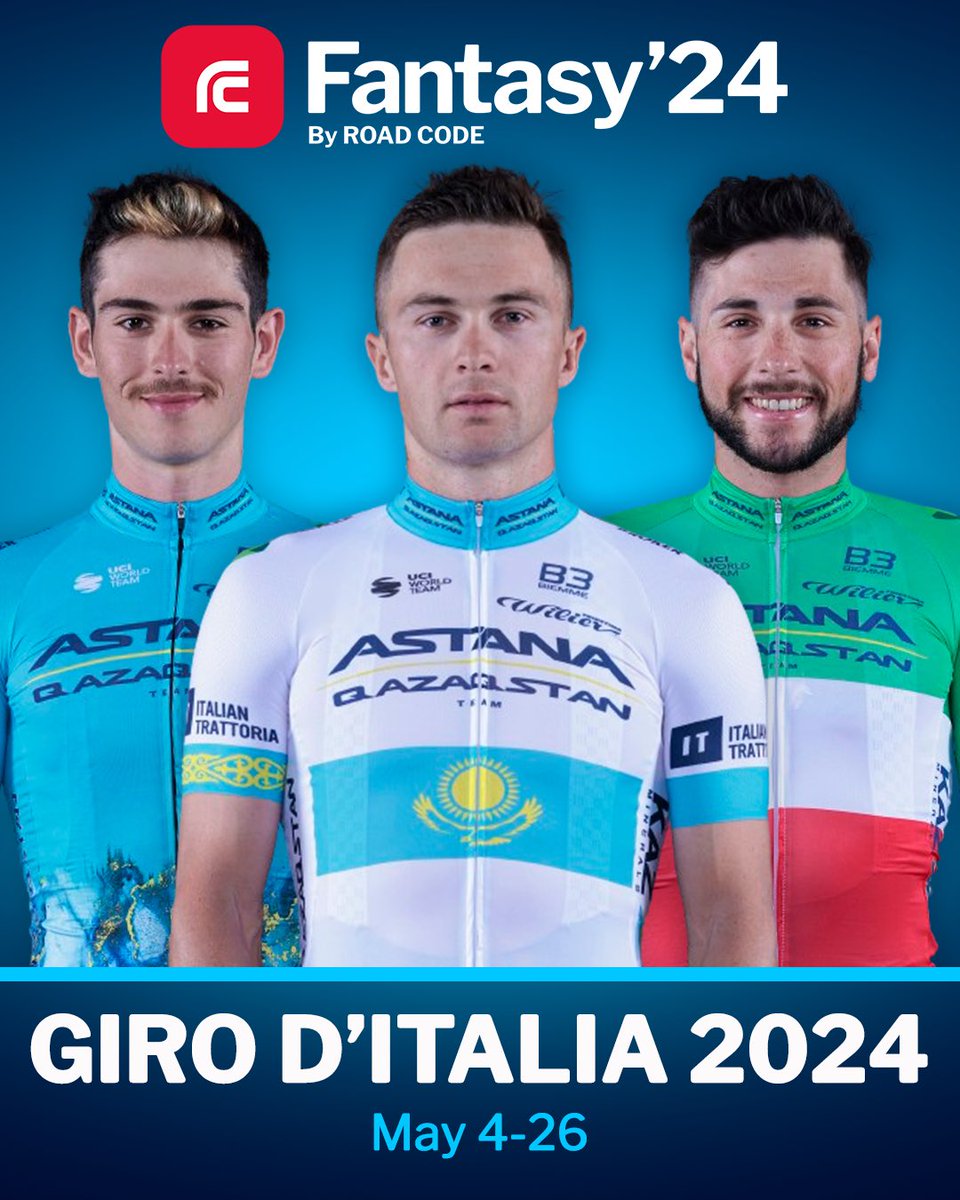 🇮🇹 FANTASY’24: @RoadCode Don’t miss the Road Code Giro d’Italia Fantasy’24! Join, build your team and win! The winner of the Giro Fantasy’24 will get a signed jersey of his favorite team! 👉 goto.roadcode.cc/fan24ast #RoadCode #AstanaQazaqstanTeam