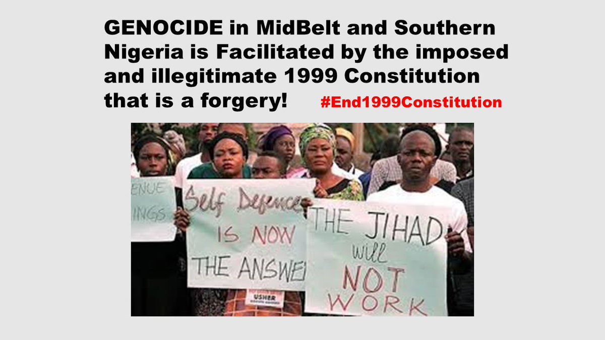 #Nigeria… The 1999 Constitution puts guns in the hands of Fulani. Indigenous political class ENFORCE that 1999 Constitution!!!
#NINASisRight #End1999Constitution #TransitionNow #RenegotiateNIGERIA