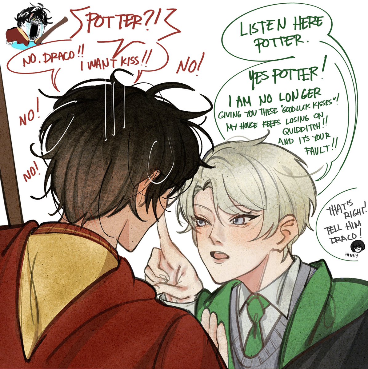 The conclusion is harry no kiss from his wife=gryffindors losing the quidditch🥲  #hpdm