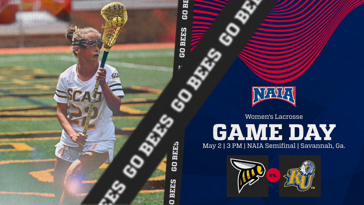 GO BEES!! No. 4 Women's Lacrosse faces No. 1 Reinhardt in the 2024 NAIA Women's Lacrosse National Championship semifinal TODAY at 3:00 p.m. at Memorial Stadium here in Savannah! Come out and support the Bees!

#battlefortheredbanner #NAIAWLAX #scad