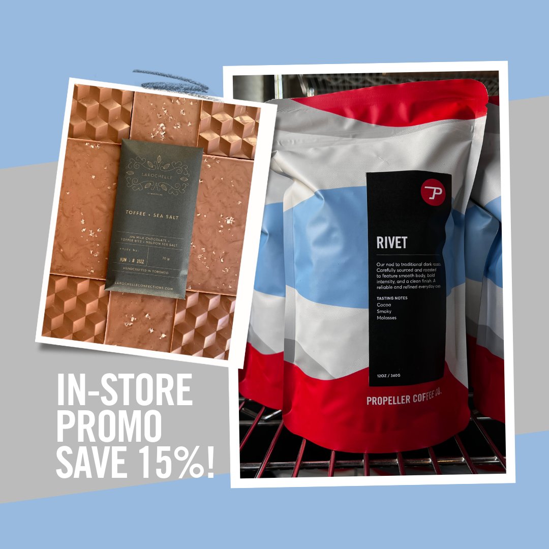 ***In-store Mother’s Day Promo*** Purchase any bag of coffee and any LaRochelle chocolate bar in-store at 50 Wade Ave, Yorkdale or The Well and we’ll give you 15% off. This promo is only available in-store until May 12, while supplies last.