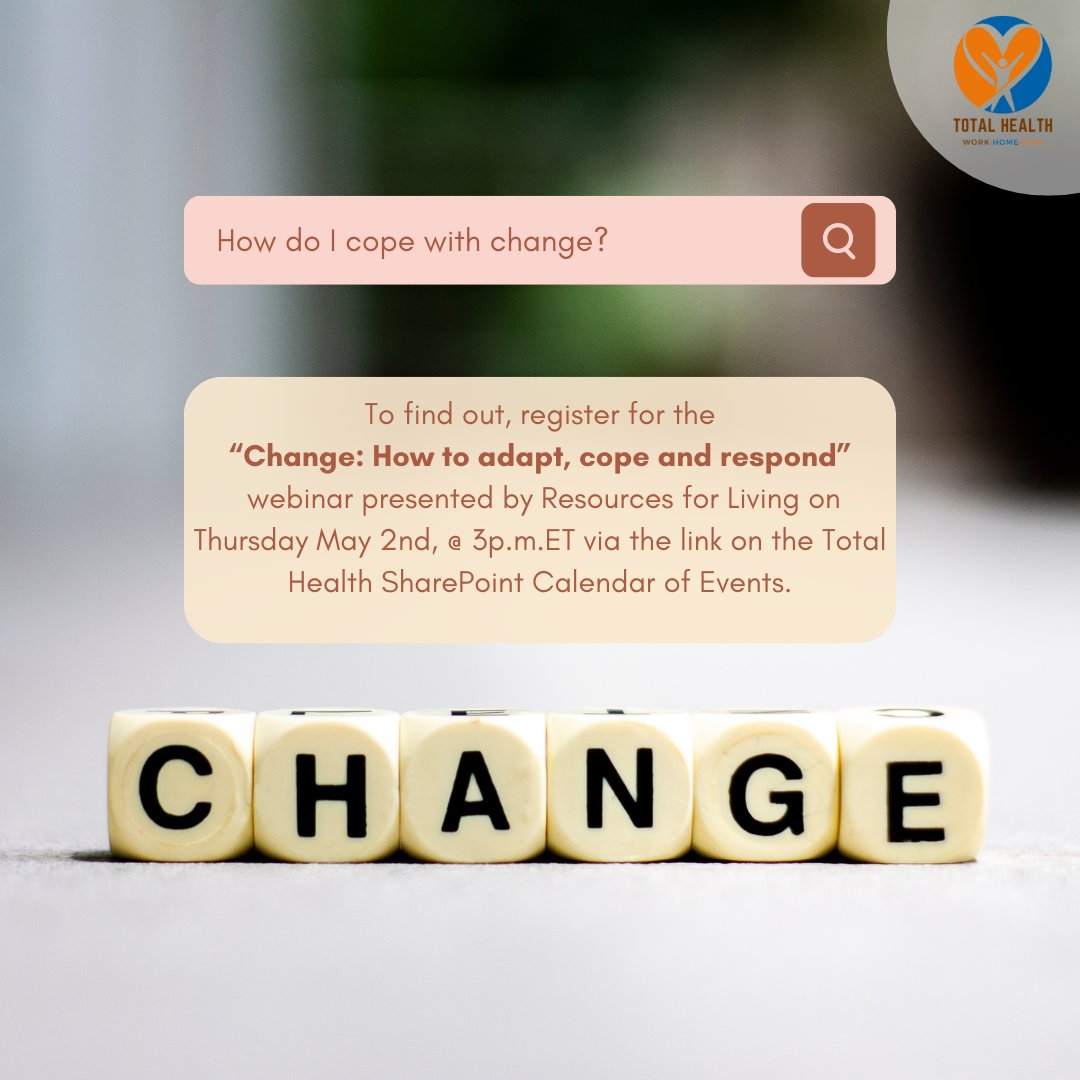 Feeling challenged by changes in your life? Join our RFL hosted webinar for tools to help you cope with change.  Register today on the Total Health SharePoint Calendar of Events.
#TotalHealthUPS
#WorkHomePlayUPS