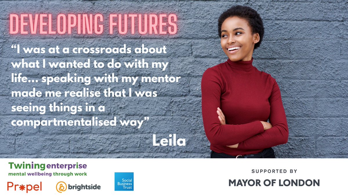 Twining_news's tweet image. We were delighted when Leila signed up to our #DevelopingFutures 12-wk e-mentoring programme for young people aged between 18-24 from ethnic minority backgrounds &amp;amp; struggling with their mental health. Here Leila tells us what she got from the experience…
twiningenterprise.org.uk/mental_health_…