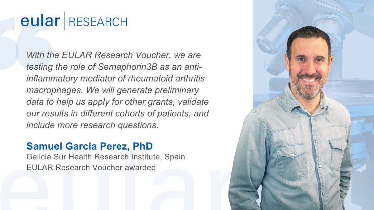 🌟 Meet Samuel Garcia, a EULAR Research Voucher awardee! Registration deadline 30 June👉 pulse.ly/8efytlkcax 💻 Apply now! #eularRESEARCH #eularResearchCentre #ResearchFunding