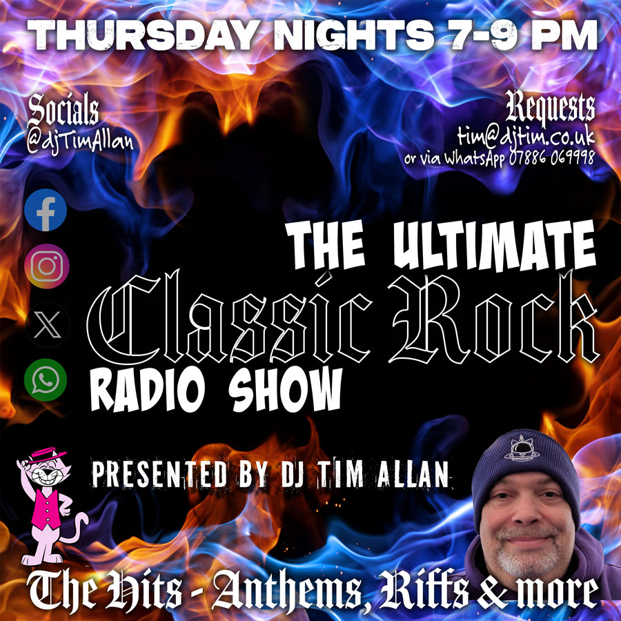 📻The Ultimate Classic Rock Radio Show with @djTimAllan 🎶The Hits, Anthems, Rifs & more! 📆Coming soon ...🕝19:00-21:00 ➡️Socials @TimAllanMedia @djTimAllan @ThisIsMadRadio 🗣️Shoutouts tim@djTim.co.uk 📱WhatsApp 0786069998 📻On a Radio Station near you djtimallan.co.uk