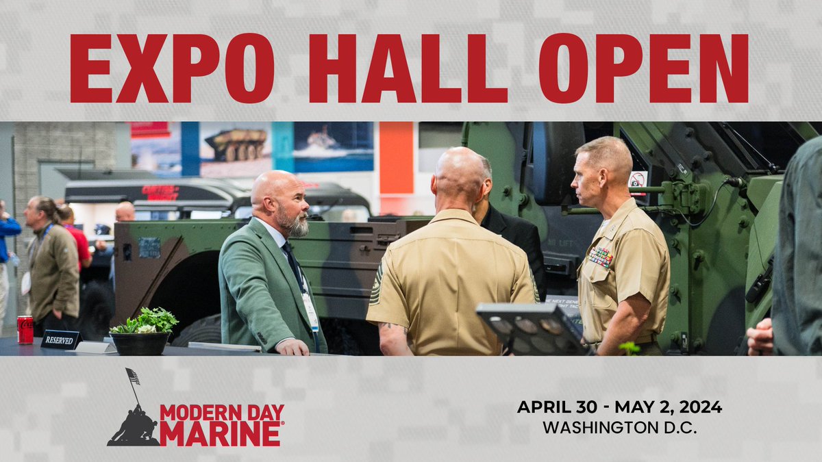 The Expo Hall is now open for the final day of Modern Day Marine 2024! Acquisitions Briefings and Marine Zone Sessions resume at 8:15am. OBJ 1 Wargaming Convention resumes at 8:30am. Main Briefing Center Presentations resume at 9am. #ModernDayMarine #MDM24