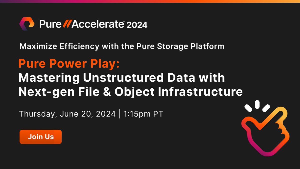 Curious how #PureStorage's innovative infrastructure impacts #UnstructuredData storage? Join us at Pure//Accelerate 2024 and discover how through real-world #applications and case studies. Register for this session! purefla.sh/2WG49Q5 #data #DataStorage #IT #PureAccelerate