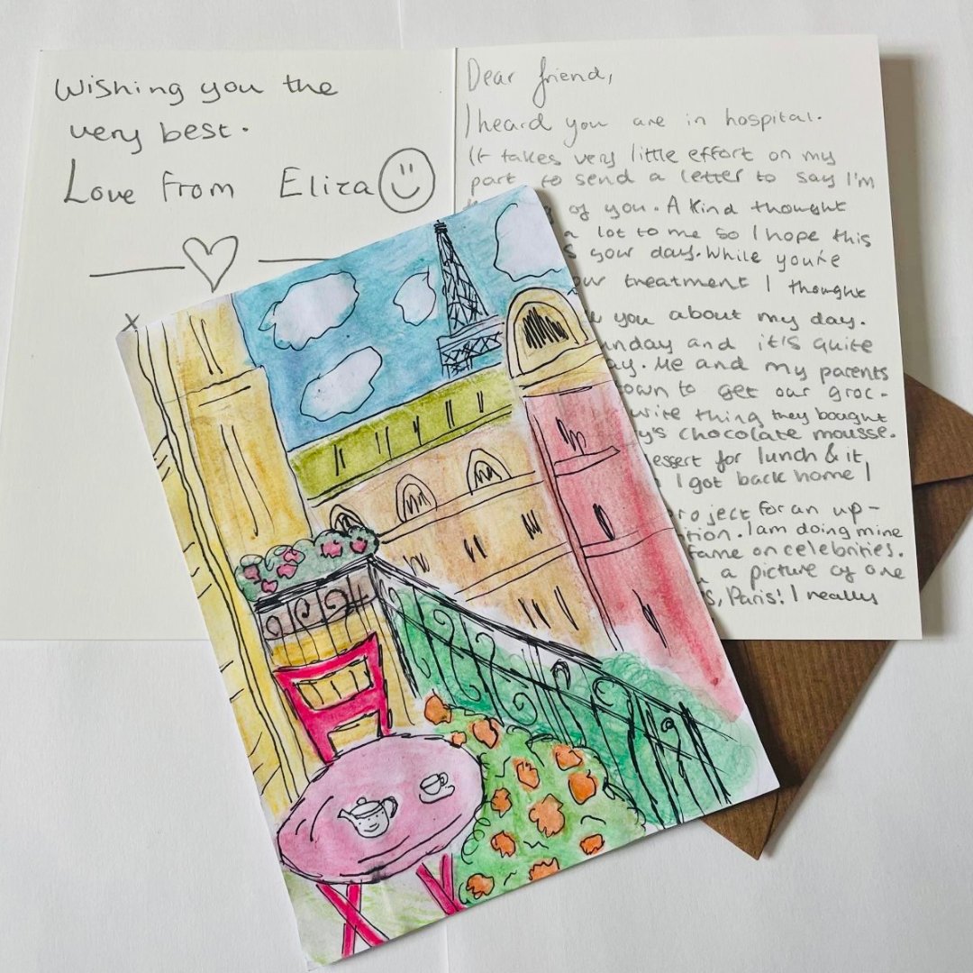 A lovely letter full of kindness from Eliza who is writing for her <a href="/DofE/">The Duke of Edinburgh’s Award</a> award with which she has included her painting of a street in Paris, her favourite city 🇫🇷.

If you or someone you know would like to write for <a href="/DofE/">The Duke of Edinburgh’s Award</a>, please get in touch 👇

frommetoyouletters.co.uk/donate-a-letter