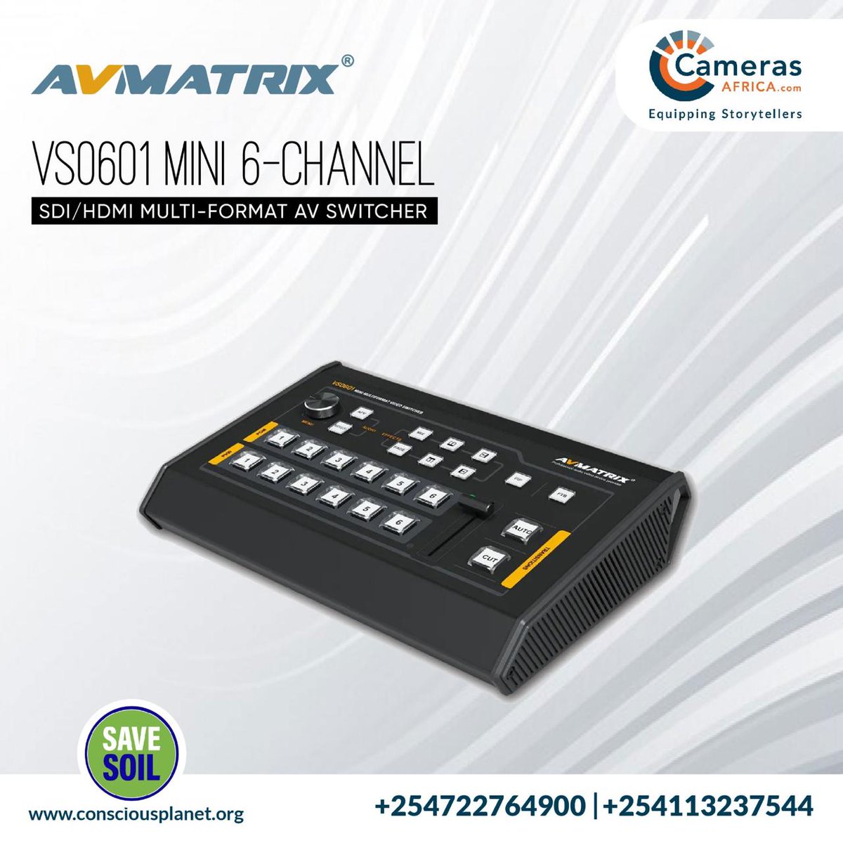 CamerasAfrica's tweet image. Big control, small package!   The AV Matrix Vs0601 Mini packs 6-channel AV switching, audio mixing &amp;amp; transition effects into a compact design.  Shop online &amp;amp; simplify your setup! #AVMatrix #Vs0601Mini #Switcher #CamerasAfrica