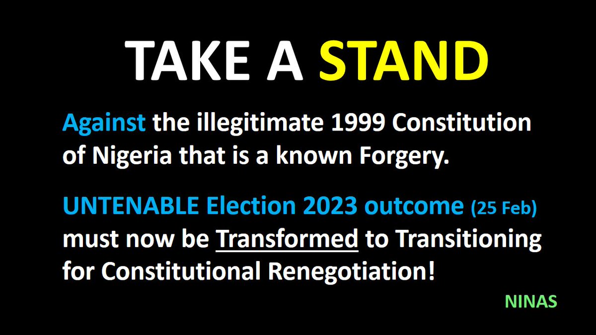 #Nigeria…
#NINASisRight #End1999Constitution #TransitionNow #RenegotiateNIGERIA