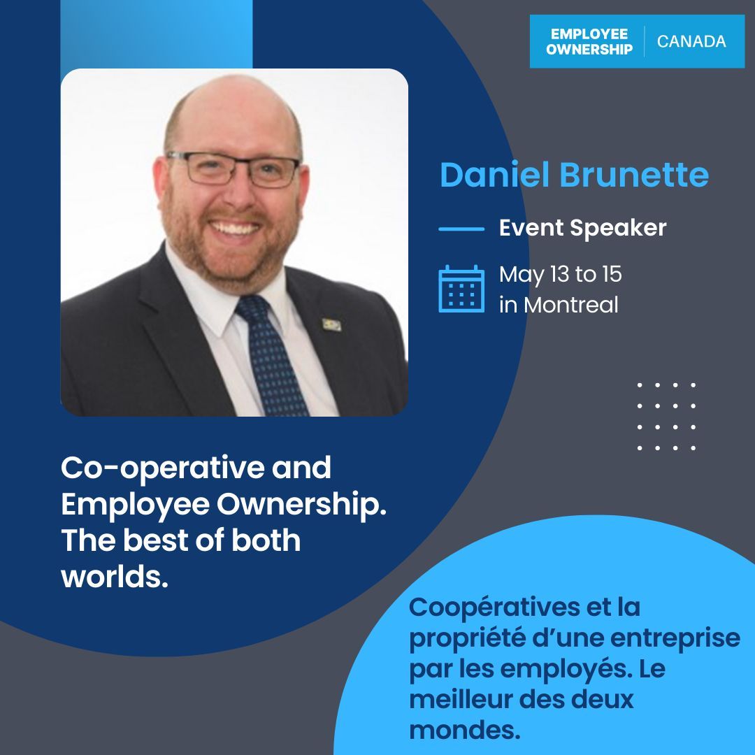 🌟 Daniel Brunette will be speaking at the 2024 Canadian Employee Ownership conference about Co-operative and Employee Ownership.
Secure your spot today at  buff.ly/4aiEL3W. 
#EmployeeOwnership #EOCanada #CanEOConference