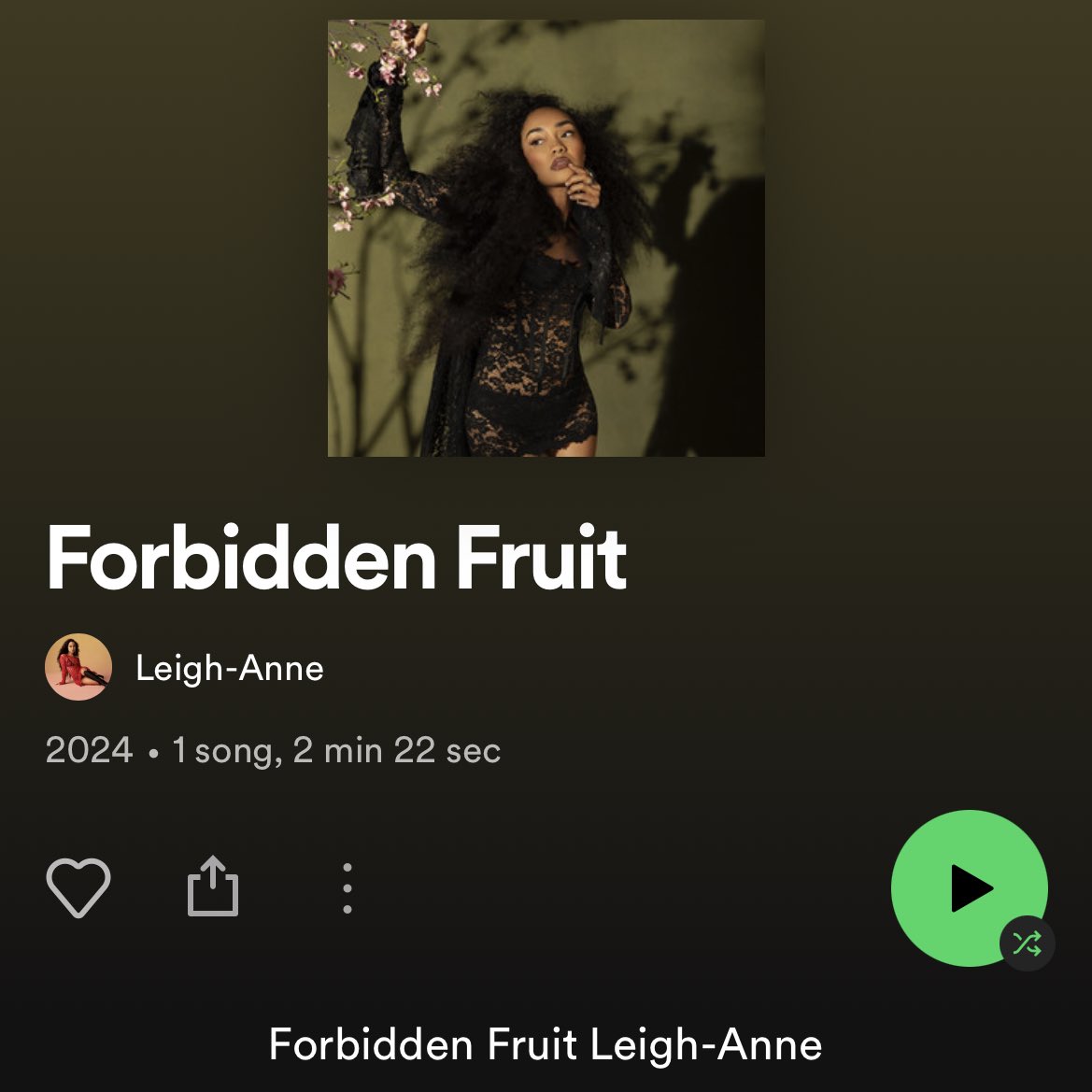 🚨 leigh-anne’s new song “forbidden fruit” releases at MIDNIGHT in your country!!!   

🔗 open.spotify.com/album/1259gMBn…