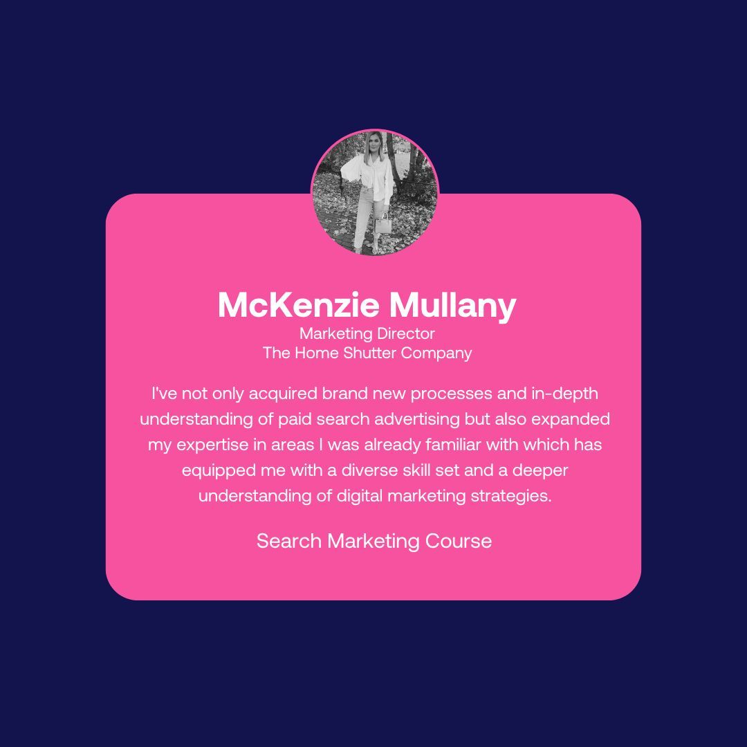 McKenzie recently completed our search marketing course. It has 30% OFF and includes an entire bonus AI for Marketing short course. Limited time offer. If you've been thinking about doing it, now is the time! 🔗  buff.ly/3wke4gZ #Testimonials #DigitalMarketing