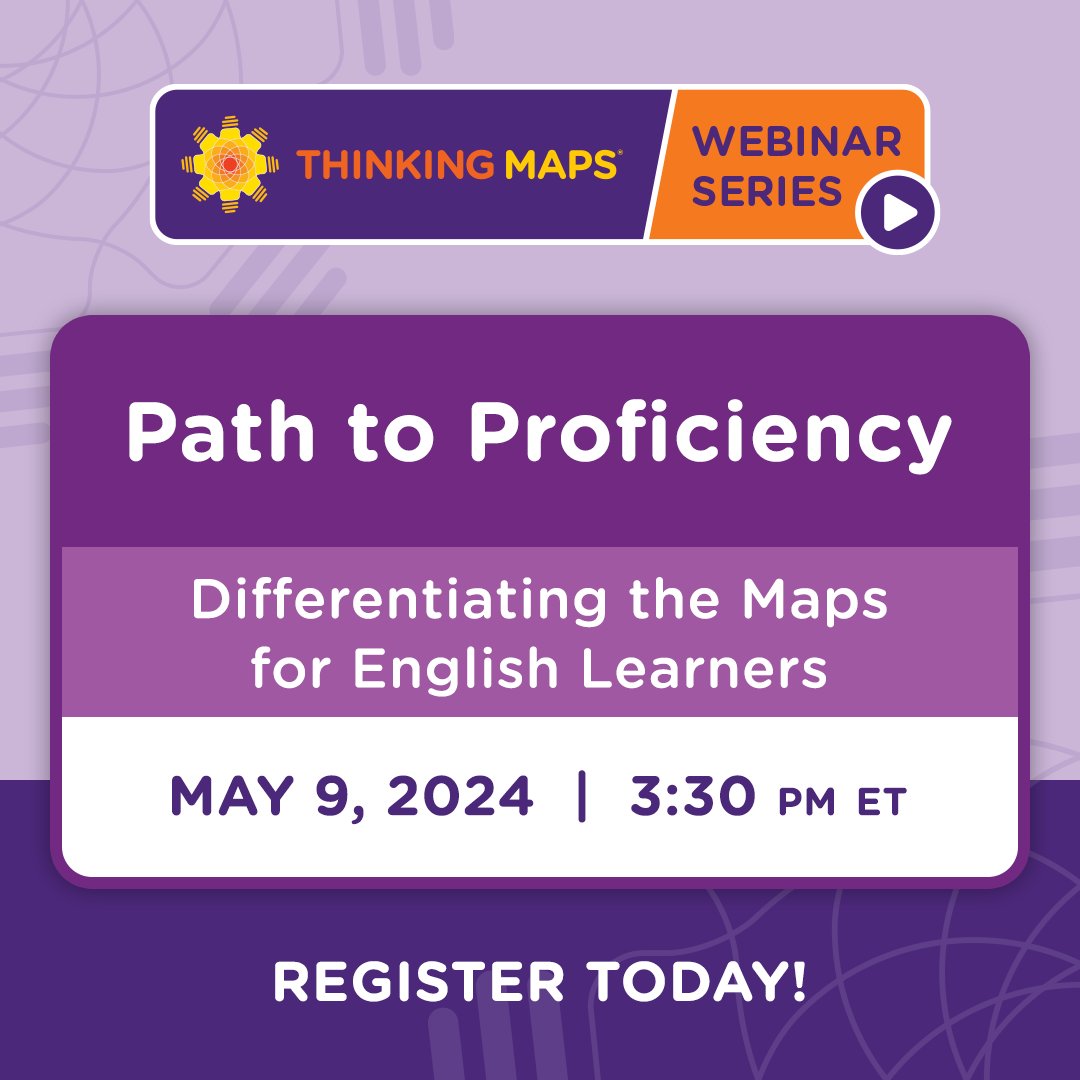 Join us for our next webinar to learn how Thinking Maps can be differentiated to support English Learners at all levels of language proficiency! Register here: ow.ly/aCpI50RpvoB #EnglishLearners #Teachers