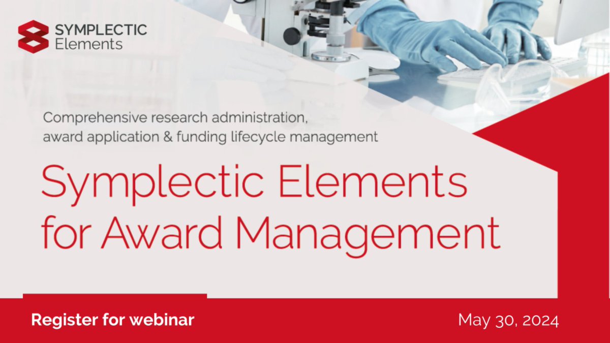 Symplectic's tweet photo. Join us on May 30th for a deep dive into Award Management with Symplectic Elements. Learn how to streamline proposal development, enhance transparency, and optimize funding cycles—all in a familiar environment. 
Register now: https://t.co/VJJYmdYrNc https://t.co/BGXoYnImv5