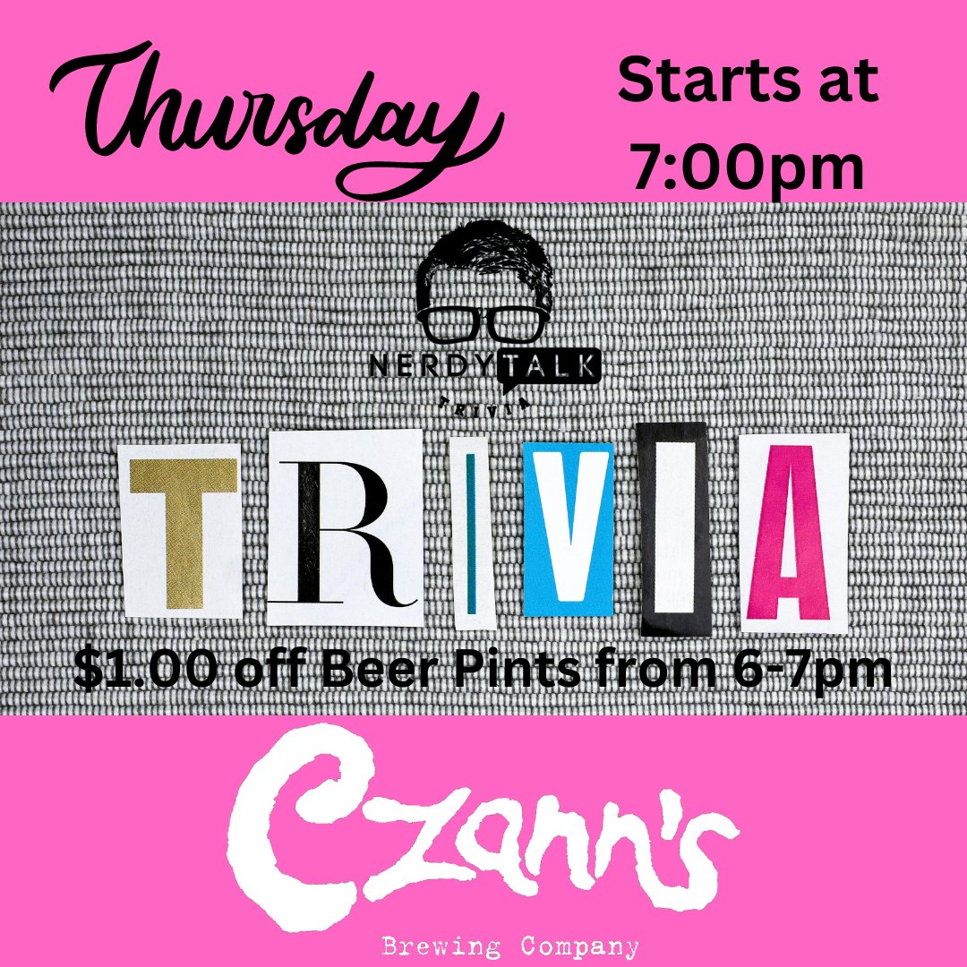 Trivia is FREE to play!  Starts at 7:00pm 
@nerdytalktrivia