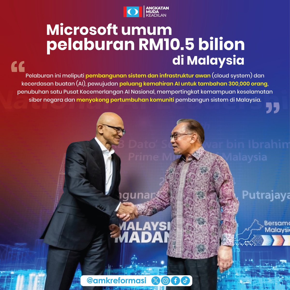 MICROSOFT UMUM PELABURAN RM10.5 BILLION DI MALAYSIA #AMKMALAYSIA #KERAJAANMADANI