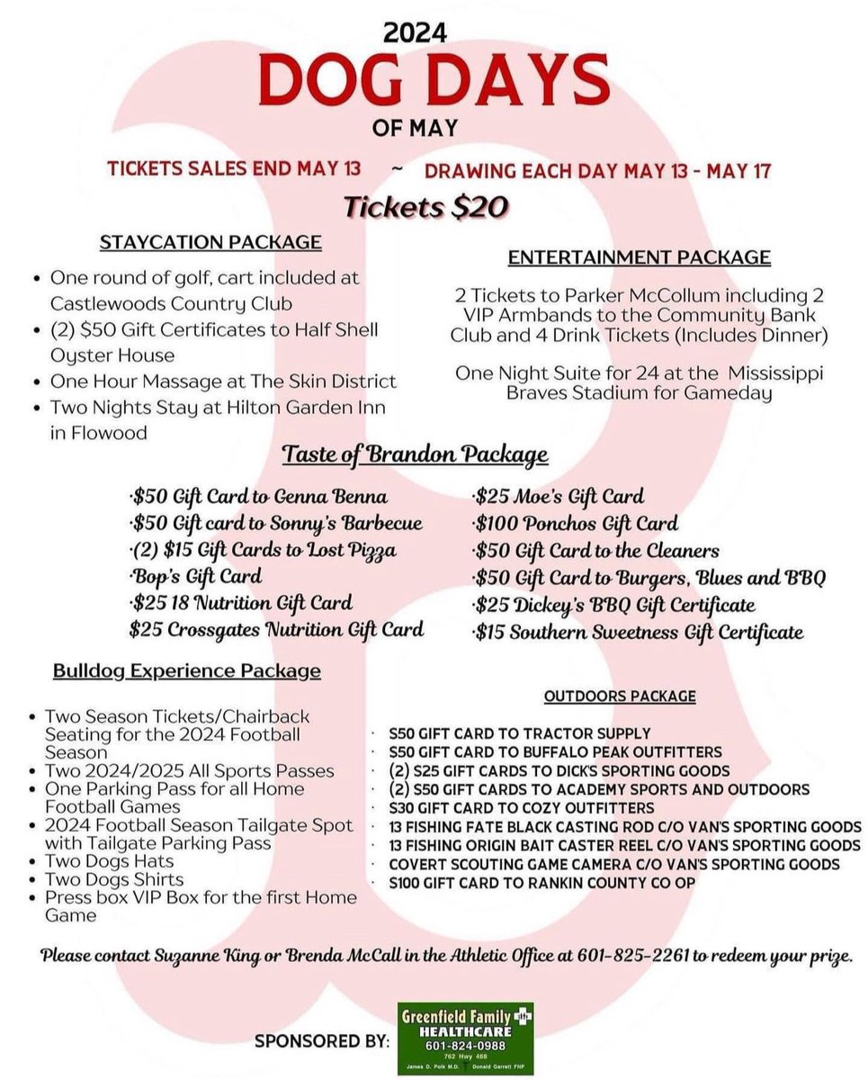 Dog Days of May tickets are out! A great way to support our athletes and have a chance at winning some nice prizes! #BOE