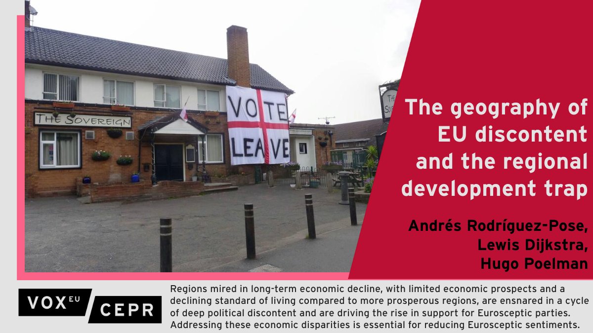 Regions mired in long-term economic decline are ensnared in a cycle of deep political discontent and are driving the rise in support for Eurosceptic parties. @rodriguez_pose @LSEGeography @CanadaBlanchLSE, @DijkstraLewis & Hugo Poelman @EU_Commission ow.ly/AN5M50Ruscq